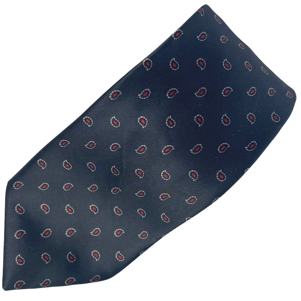 KETCH Neck Tie Mens Classic Navy‎ Red Micro Paisley Traditional Polyester 56x3.5